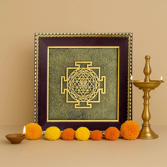 Pyrite Shree Yantra Frameβ’ | Clear financial & life blockages