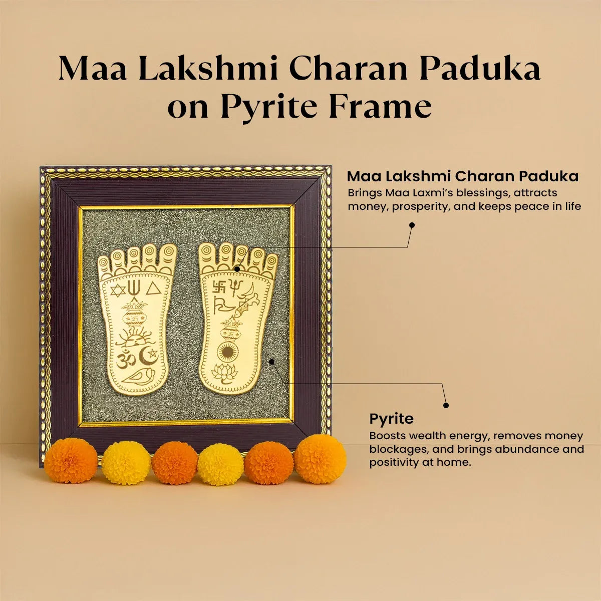 Pyrite Maa Lakshmi Charan Paduka Frame™ | Money & Success Magnet