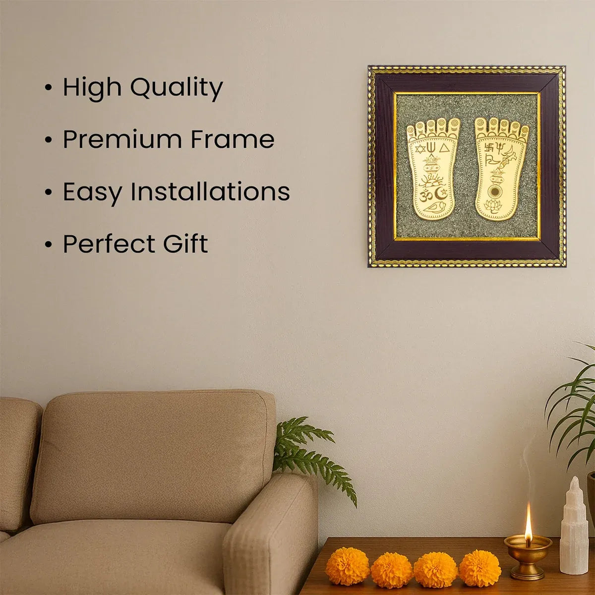 Pyrite Maa Lakshmi Charan Paduka Frame™ | Money & Success Magnet