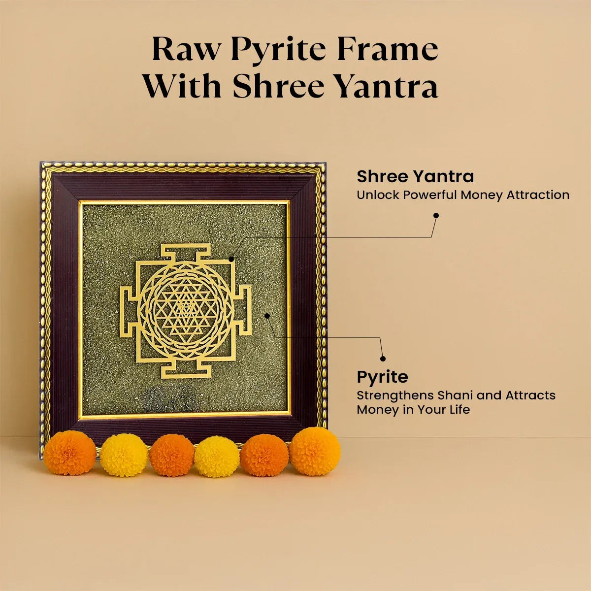 Pyrite Shree Yantra Frame™ | Clear financial & life blockages