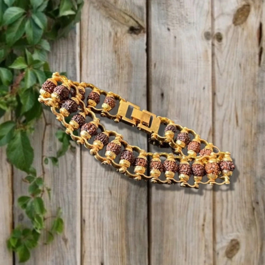 Golden 5 Mukhi Rudraksha Bracelet™ | Strength & Blessings