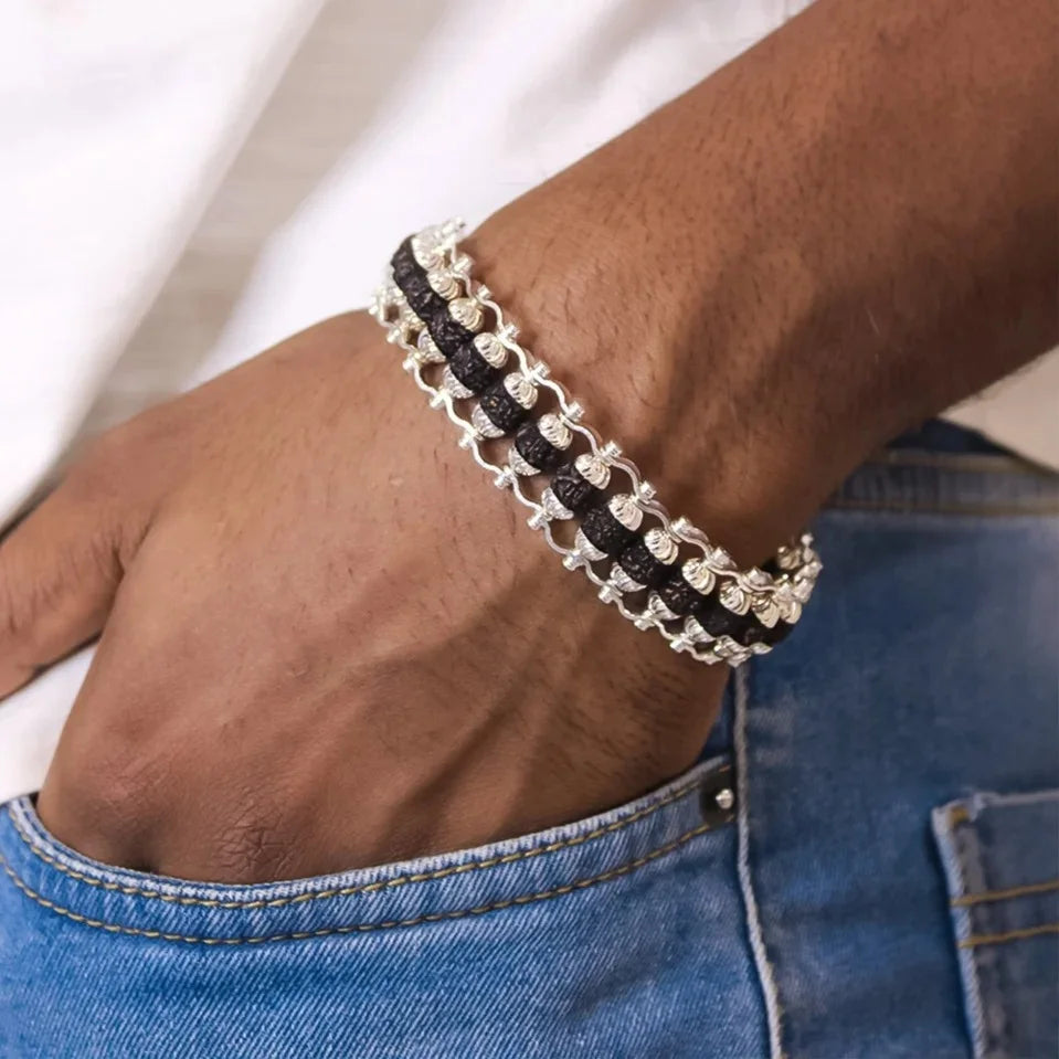 Silver 5 Mukhi Rudraksha Bracelet™ | Energy Shield