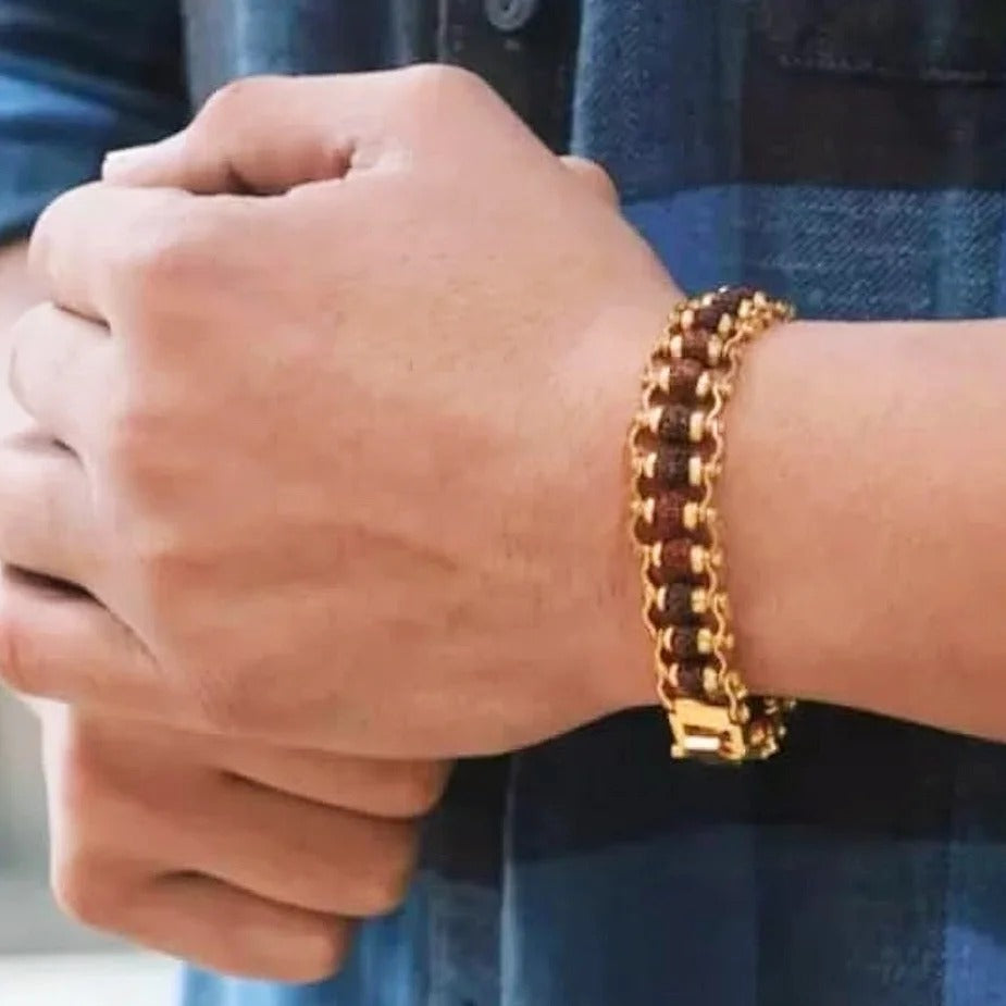 Golden 5 Mukhi Rudraksha Bracelet™ | Strength & Blessings