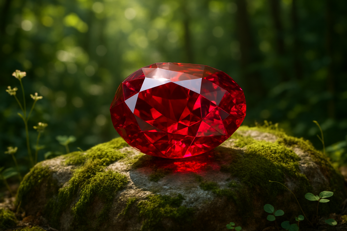 ruby stone image, in a natural background in webp format