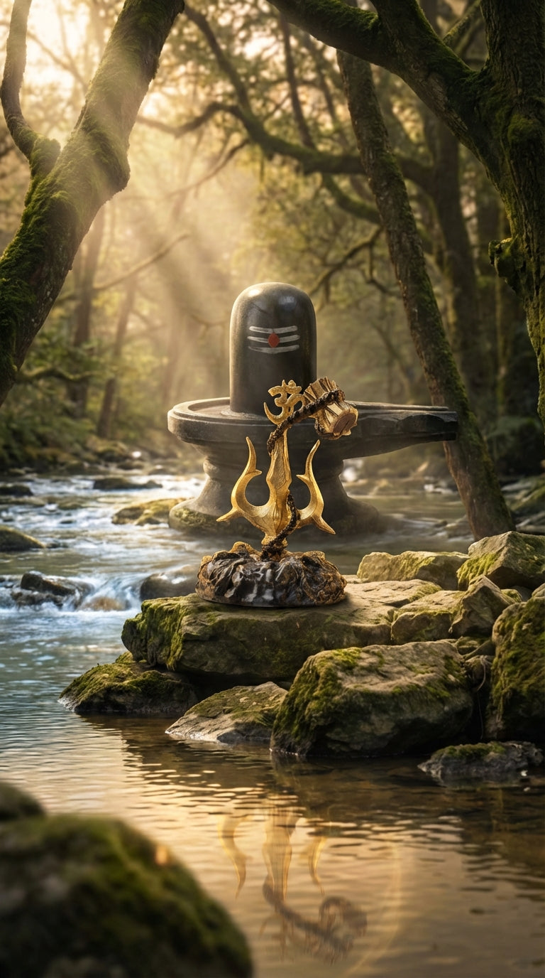Mahadev Trishul & Damru Idol™ | Sacred Symbol of Strength and Rhythm