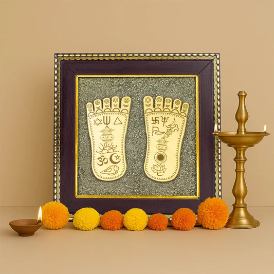Pyrite Maa Lakshmi Charan Paduka Frame™ | Money & Success Magnet